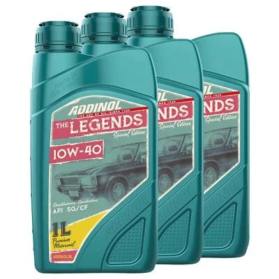 Huile Addinol 10W-40 Voiture Ancienne 3 X 1 Litre pour 70er 80er Jusqu'À 90er - Photo 1/4