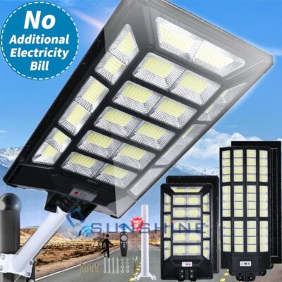 999999900000LM 11000W Commercial Solar Street Light LED Dusk Dawn Road Lamp+Pole