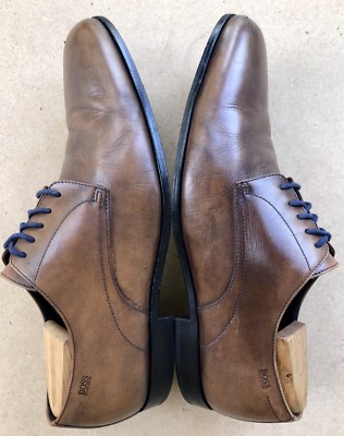 Hugo Boss Brown Leather Oxford Dress Formal Lace Up Shoes  display picture 1