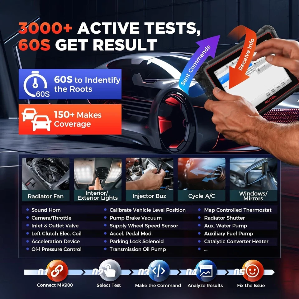 2025 Autel MaxiCOM MK900 MK900BT MX900 Auto All System Diagnostic Scanner Tool - Image 4 of 4