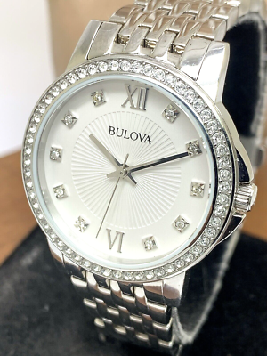 Bulova Women\'s Watch 96L297 Quartz Silver Dial Gemmed Stainless Steel 32mm Bulova Women main image 3