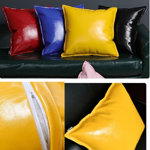 Modern Throw Pillow Cover Cushion Case Faux Leather Chic for Couch Sofa Bed Soft