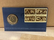 1972 American Revolution Bicentennial Commemorative Medal & 1st day issue stamps