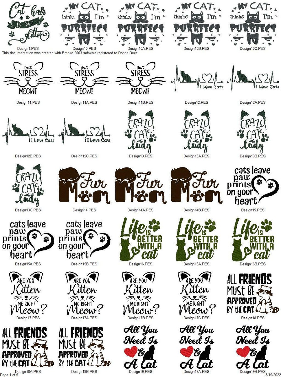 50 Motifs Machine à Broder Citations Chiens - Formats PES, JEF, HUS, EXP, DST, USB - Pour Brother