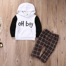 Baby Kid Toddler Boy Hooded Tops Pants Outfits Tracksuit Sport Coat Clothes Suit