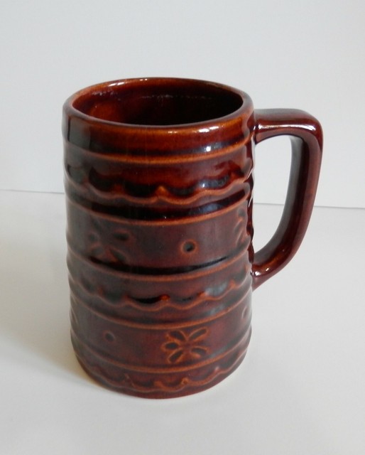 Vintage Pottery Mug USA Marcrest Brown Stoneware Daisy & Dot 1950's eBay