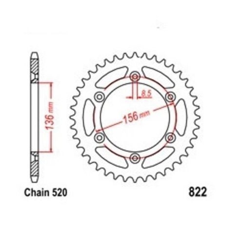 Couronne 43 Dents Pas 520 pour Restaurer la Transmission de Husqvarna WR 360