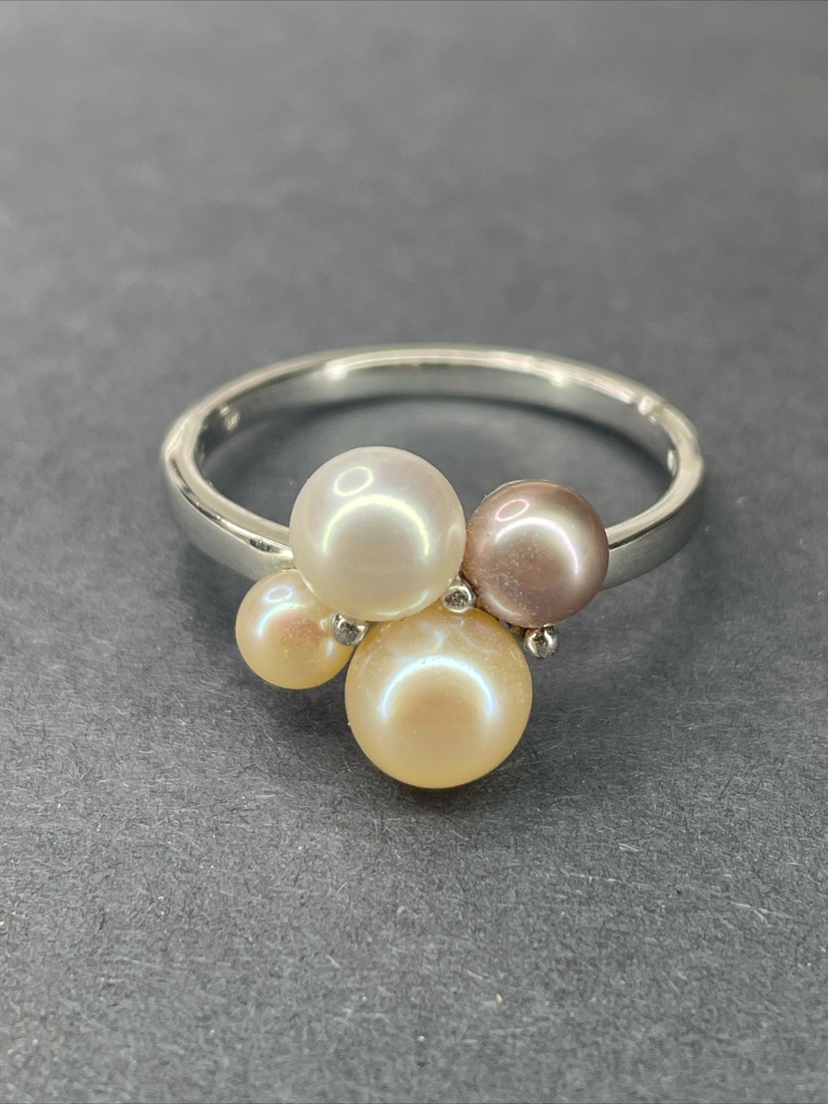 Solid Sterling Multicolor Pearl Ring By Honora Sz… - image 1