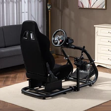 Minneer G29 Racing Simulator Cockpit Stand & Black Seat Fit Logitech G920