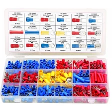 520 pc Spade Butt Ring Electrical Connector Splice 22-10 Gauge Wire Terminal Kit