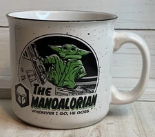 Star Wars Mug Mandalorian Baby Yoda “Wherever I Go, He Goes” Camper 20oz
