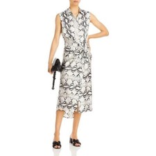 NWT Aqua Womens Work Midi Shirtdress snakeprint S 4 6 $88