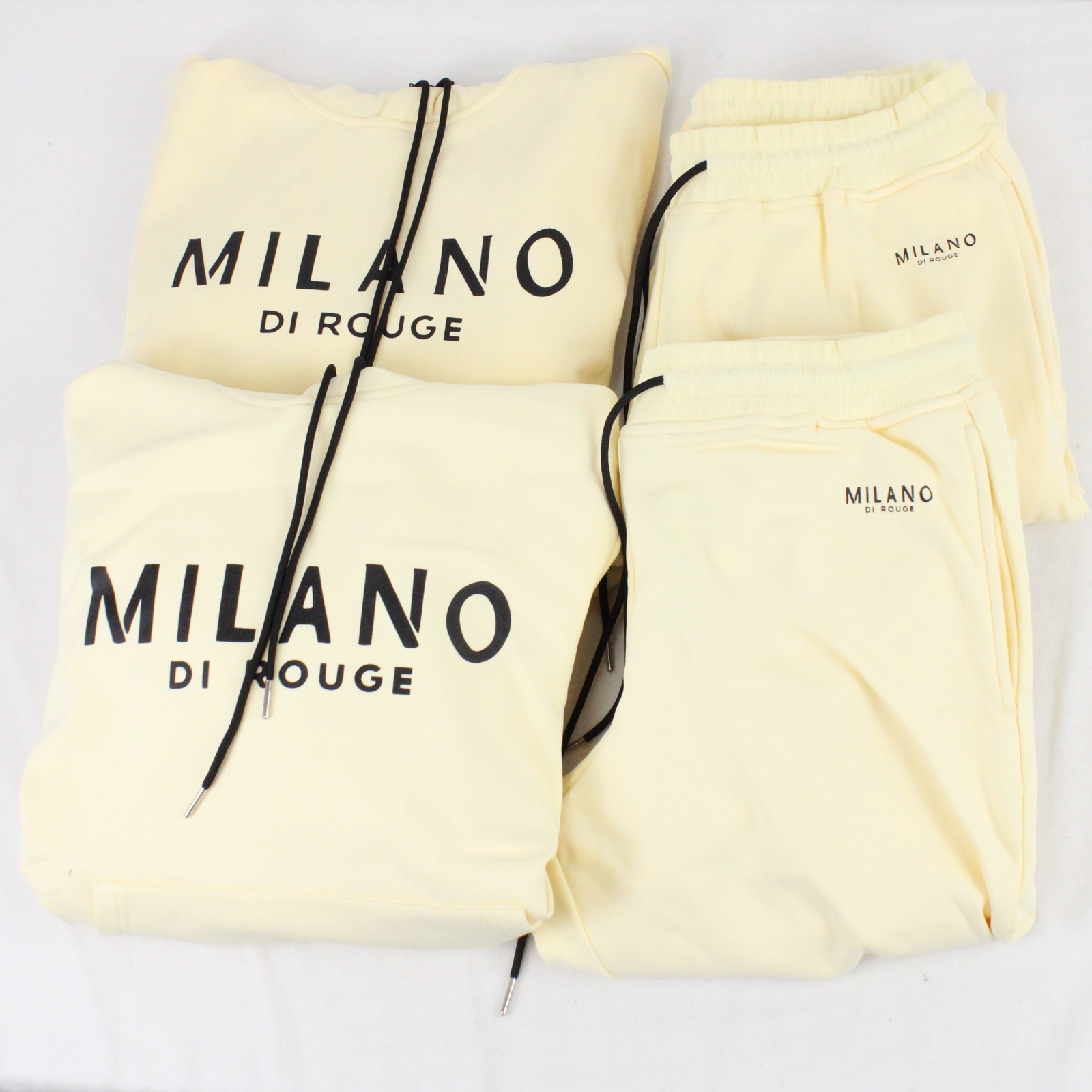 Milano Di Rouge Unisex Lux Signature Sweatsuits in Cream Men's S & M