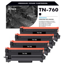 4PK TN760 Toner Cartridge for Brother TN-760 MFC-L2690DW MFC-L2710DW HL-L2390DW