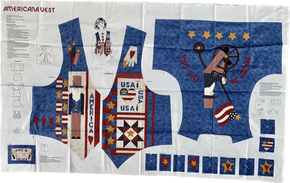 VTG VIP Patriotic Americana Cut & Sew Vest Panel Adult XS-L - Image 3 of 4