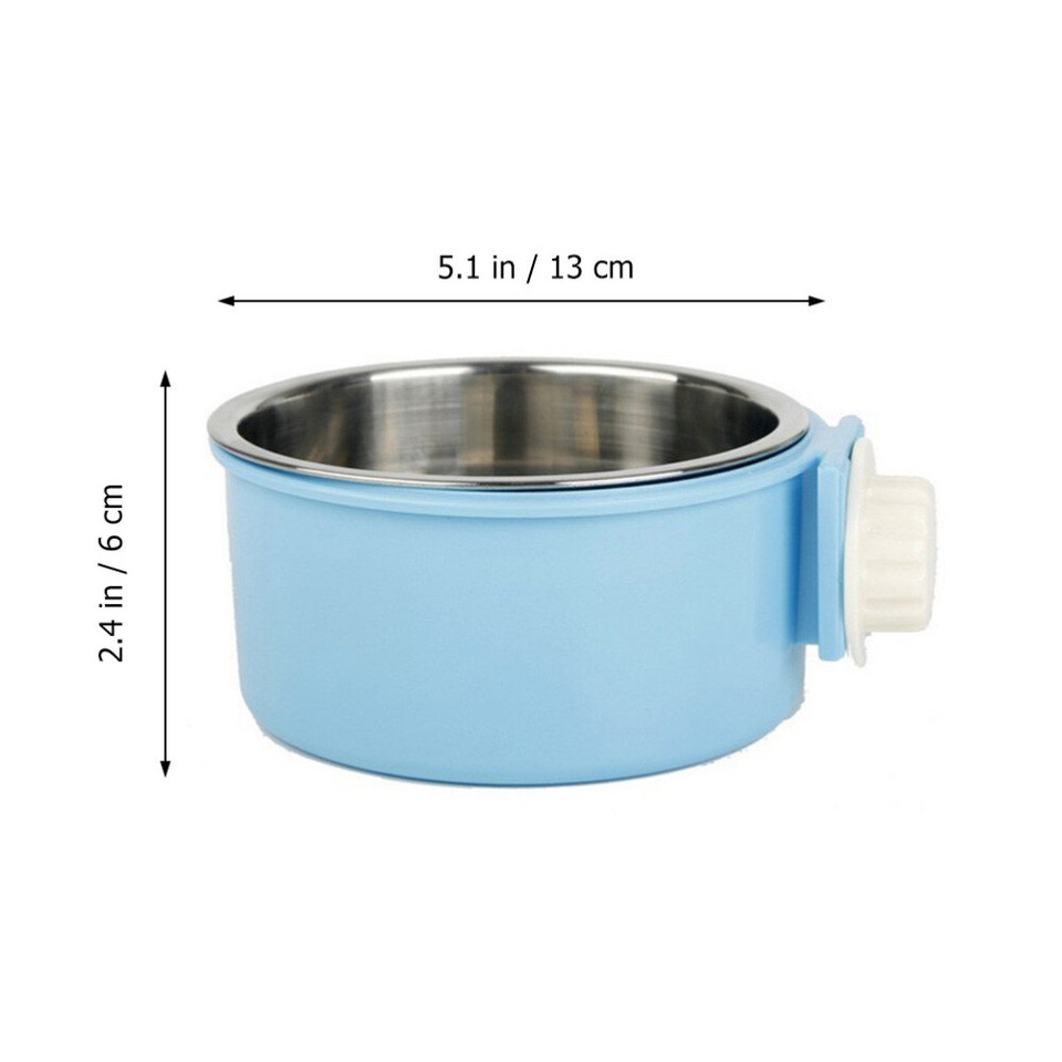 2 in 1 Stainless Steel Pet Hanging Cage Dog Bowl Small Animal Food