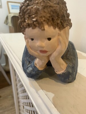 Vintage Daydreaming Boy von DAZE MORTENSEN 1986 Keramik Skulptur