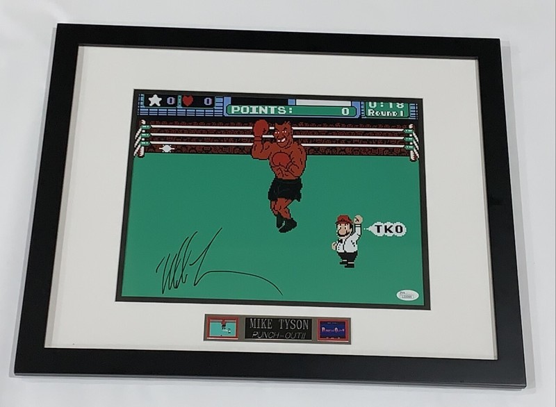 MIKE TYSON SIGNED FRAMED AND MATTED PUNCH OUT 11X14 PHOTO PROOF JSA COA