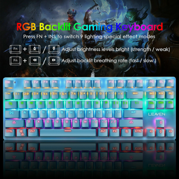 87-Key RGB Backlit Gaming Mechanical Keyboard – Wired, Full Anti-Ghosting, Durable Keypad for Precision Gaming Performance