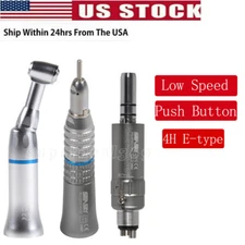 Dental NSK Style Push E-type Contra Angle Handpiece Straight Air Motor 2/4H tr