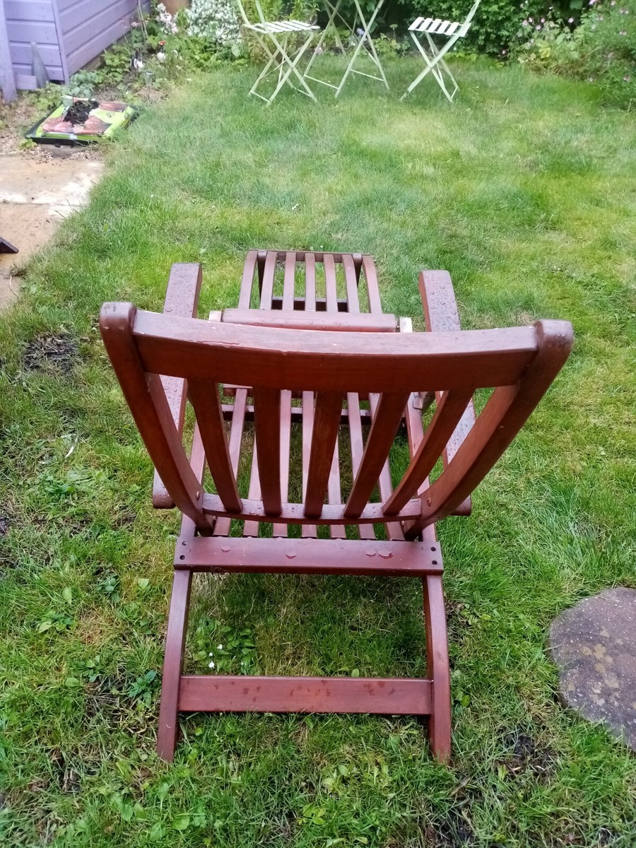 Steamer Chair Wooden Mahogany Colour Needs Attention UK