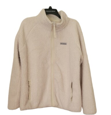 Columbia Sherpa Women Jacket Full Zip Up Cream/Off White Size XL
