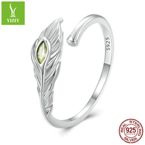 Fashion 925 Sterling Silver Peacock Feathers Open Finger Ring Women Gift Jewelry - Picture 1 of 15