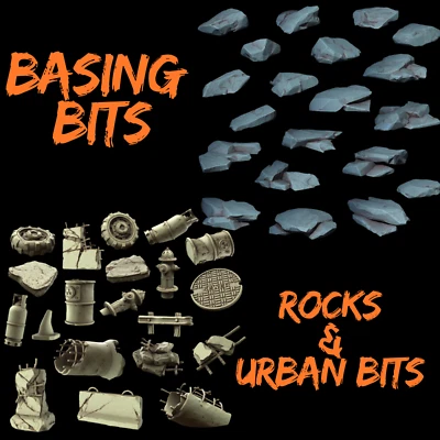 WARZONE MINIATURES Basing Bits Rocks & City Urban per Miniature 28/32mm Diorama Warhammer 40K Base