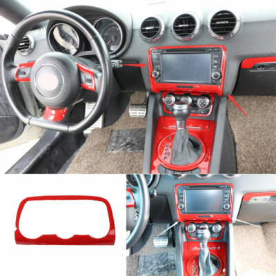 Fit For Audi TT 2008~2014 Red Carbon Fiber Console AC Button Control Frame Trim