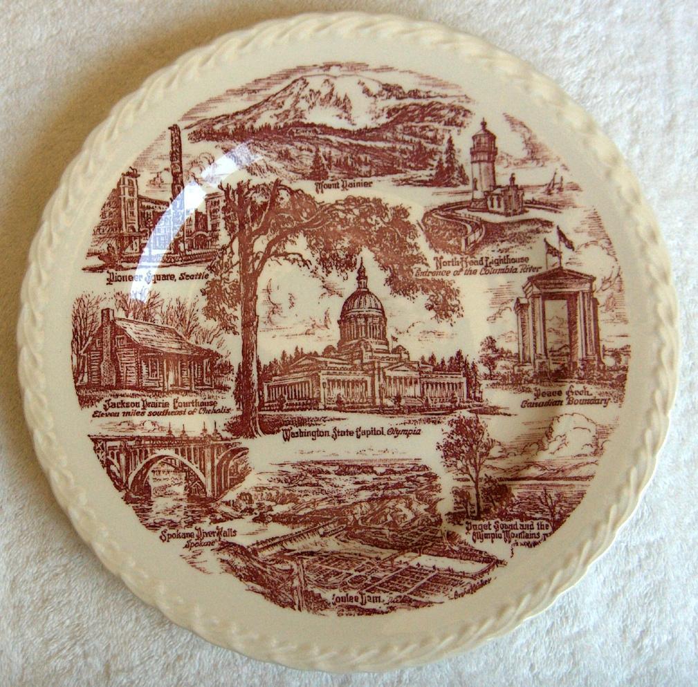 Vernon Kilns Washington collector state plateMelinda shapeArtist