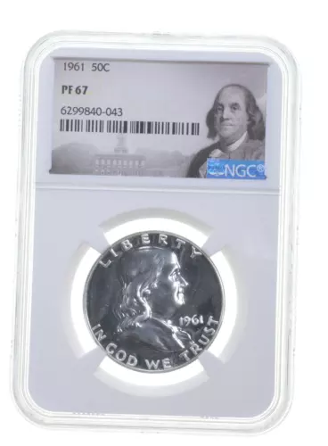 1961 PF67 Proof Franklin Half Dollar NGC Graded - White Coin Spot Free PR