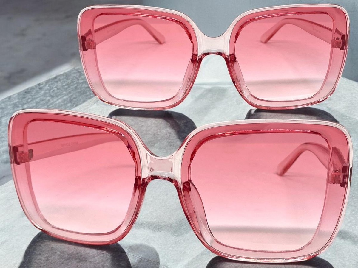 Vintage 80\'s Oversized Red Pink Gradient Tint Sunglasses Oversized Classic Elegant Modern Retro Shield Style  main image 2