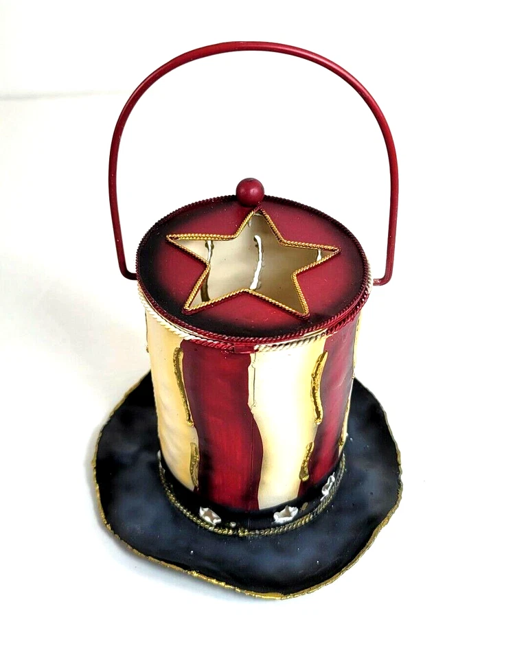 Bandera Americana Sombrero Luz de Té Candelabro Lata 6 pulgadas de Alto Lote de 7 Foto 4 de 4