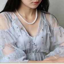 Natural White Jade Round Bead Necklace forWomen Gift Mother Girlfriend Birthday  