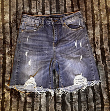 Risen Women s Blue Denim Cutoff Shorts Medium Wash Mid Rise Distressed M