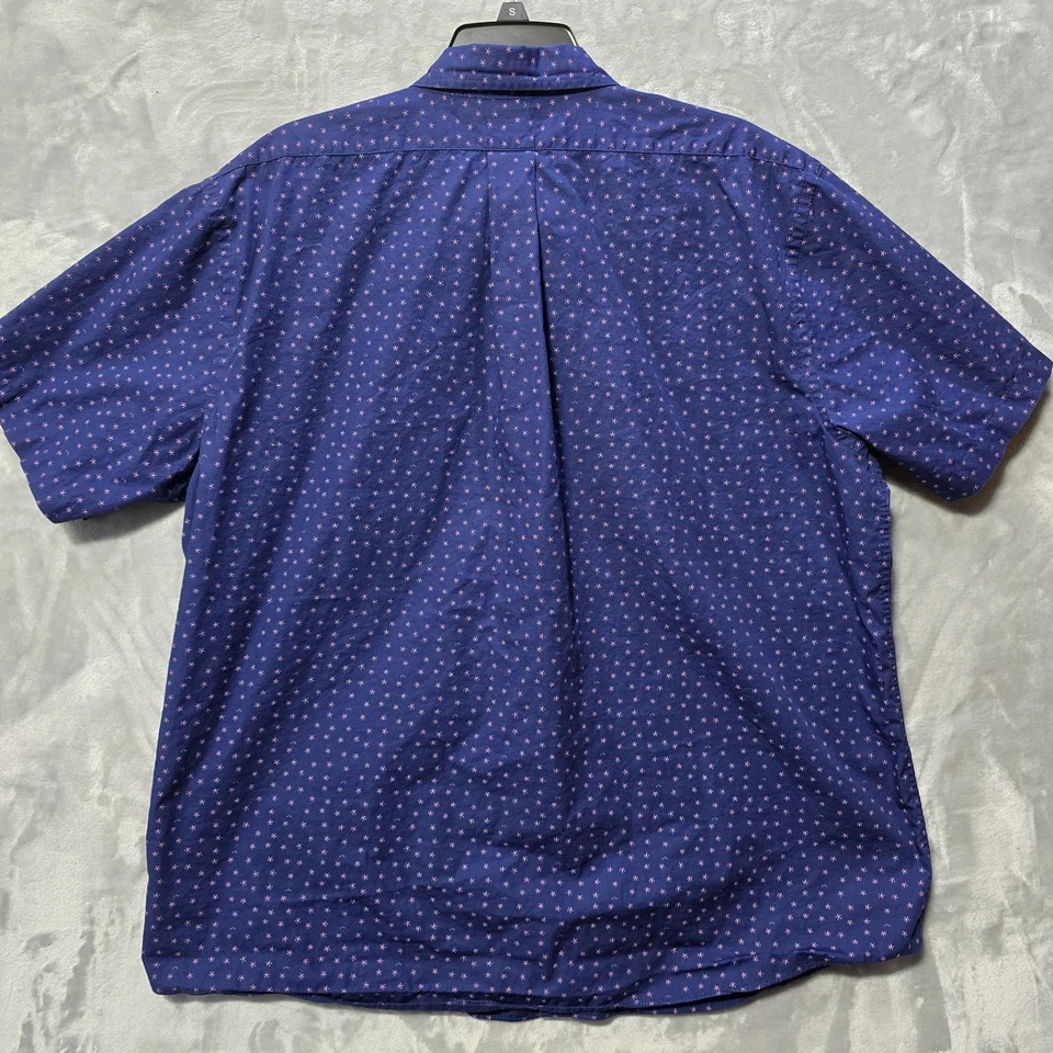 Brooks Brothers Polo Shirt Mens XL Blue Pink Dot Button Down Short Sleeve - Image 4 of 4