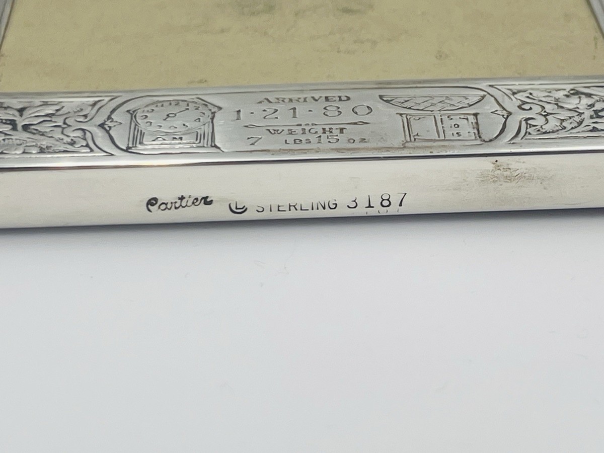 Cartier Pair Vintage Sterling Silver Birth Record Baby Photo