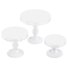 3 PCS White Cake Stands 8" 10" 12" Plate , Cupcake Stand with a lace Hollow ...