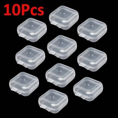 Mini Plastic Jewelry Storage Box Square Transparent Flip Portable Pill Case Case