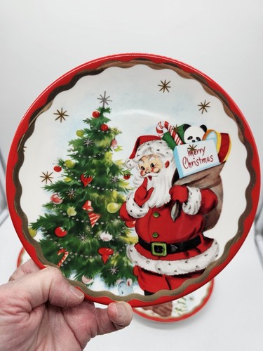 Lot 4 Mr. Christmas 90th Anniversary Santa Retro Stlye Dessert Dishes Lot Of 4 - Picture 3 of 10