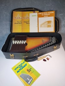 Vintage ChromaHarp Harp Autoharp with Case Instruction Book & 4 Music Books