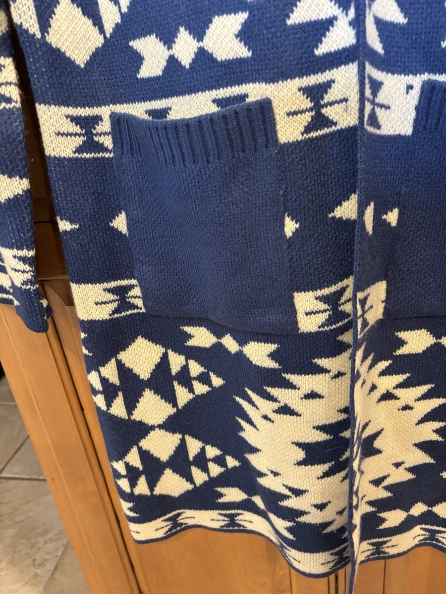Outback Trading Co NORA CARDIGAN Size S/M blue and cream Aztec Western design View 3