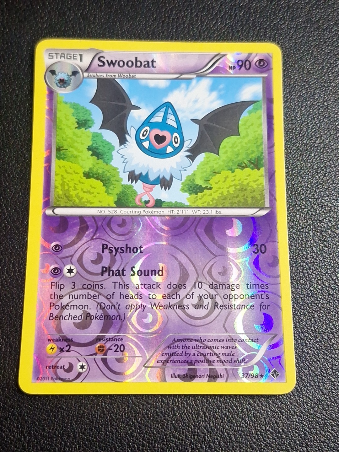 Swoobat 37/98 EMERGING POWERS Reverse Holo Pokemon Card Lightly Played