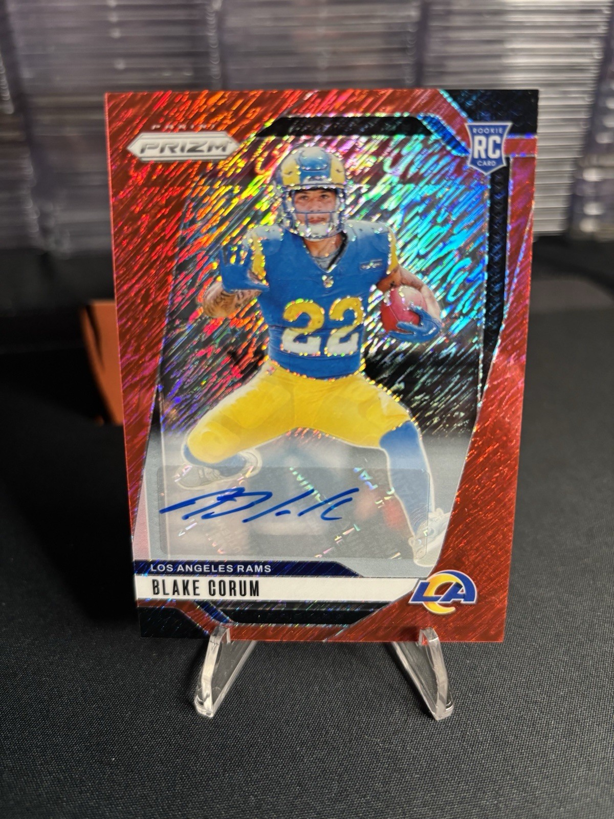 2024 Prizm Blake Corum Red Shimmer Auto RC /35