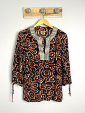 Tory Burch Top Women’s  Tunic Shirt Silk Cotton Boho Size L