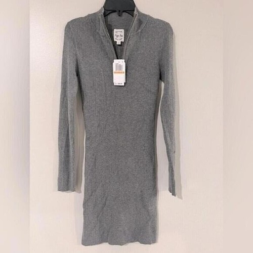 HIPPIE ROSEJuniors' Quarter-Zip Sweater Dress Grey size S - Picture 3 of 6