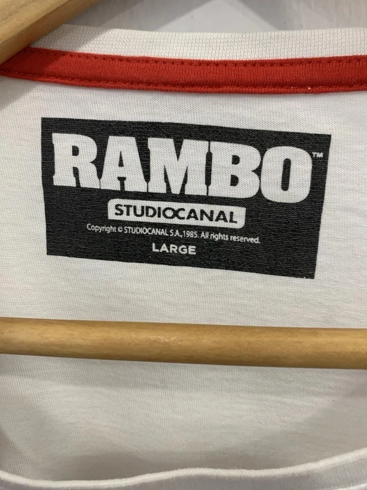 Rambo T-Shirt Stallone First Blood Part II Movie Poster Graphic White Size L#Z58 - Image 4 of 4