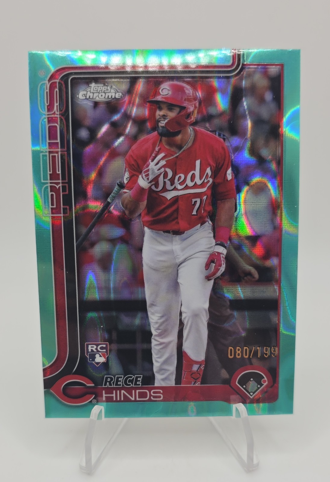 2025 Topps Chrome - Rece Hinds #253 Aqua Raywave Refractor /199 (RC)