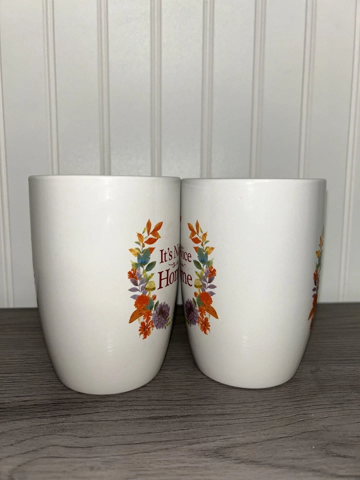 Juego de dos tazas de café Royal Norfolk It Is Nice To Be Home cerámica otoño  Foto 3 de 4