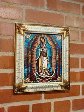 Lady Of Guadalupe Stained Glass Style Framed Art Print By Neon Nicho 